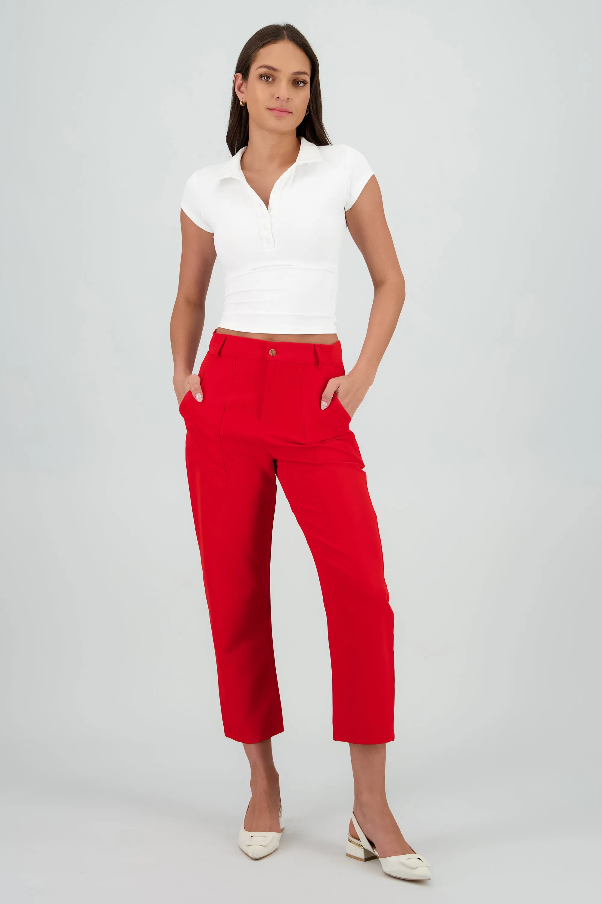 Pantalón Cintura Alta Capri Bolsas sold by Shasa