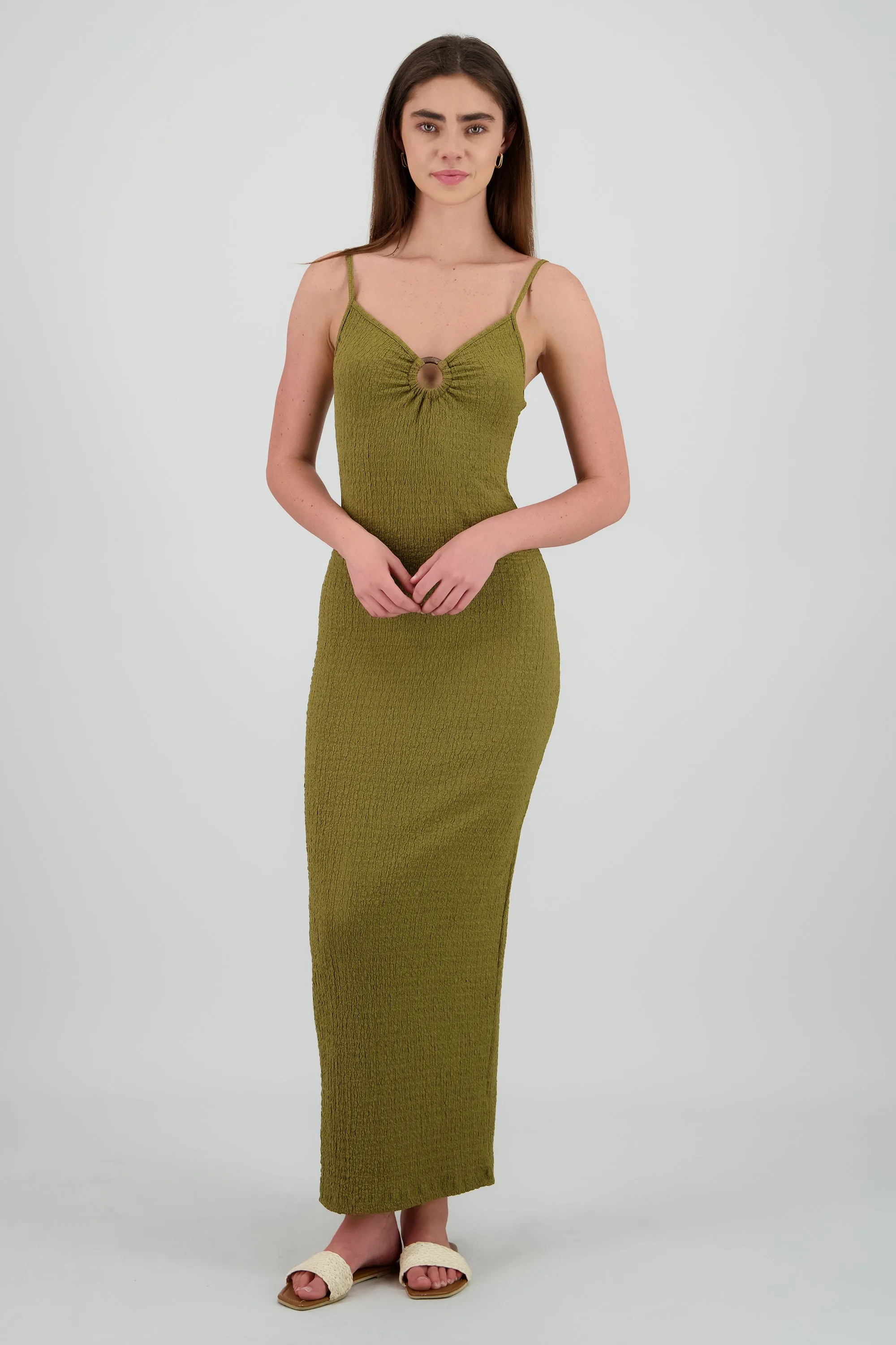 Vestido maxi texturas tirantes aro sold by Shasa