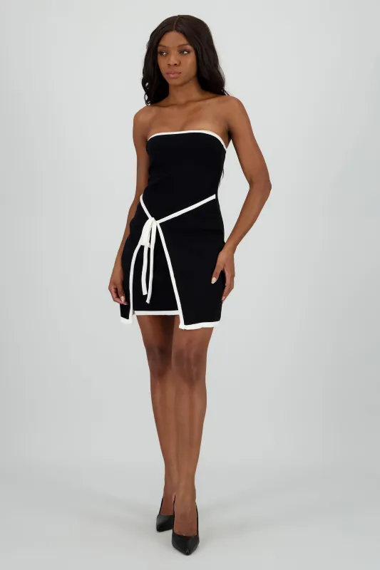 Vestido strapless detalle contraste lazo sold by Shasa