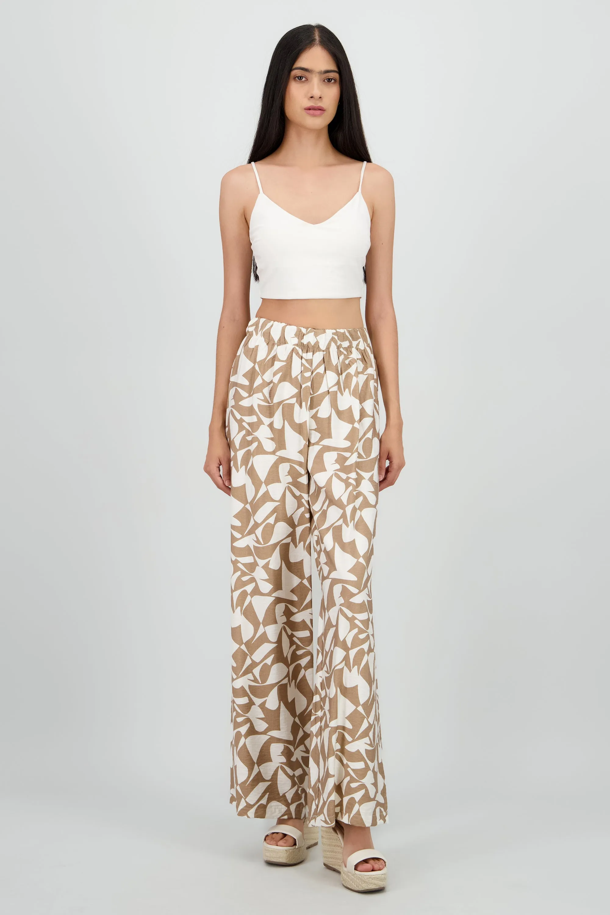 Pantalon wide leg estampado geometrico sold by Shasa