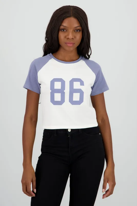 Top con numeros estampados contraste mangas sold by Shasa