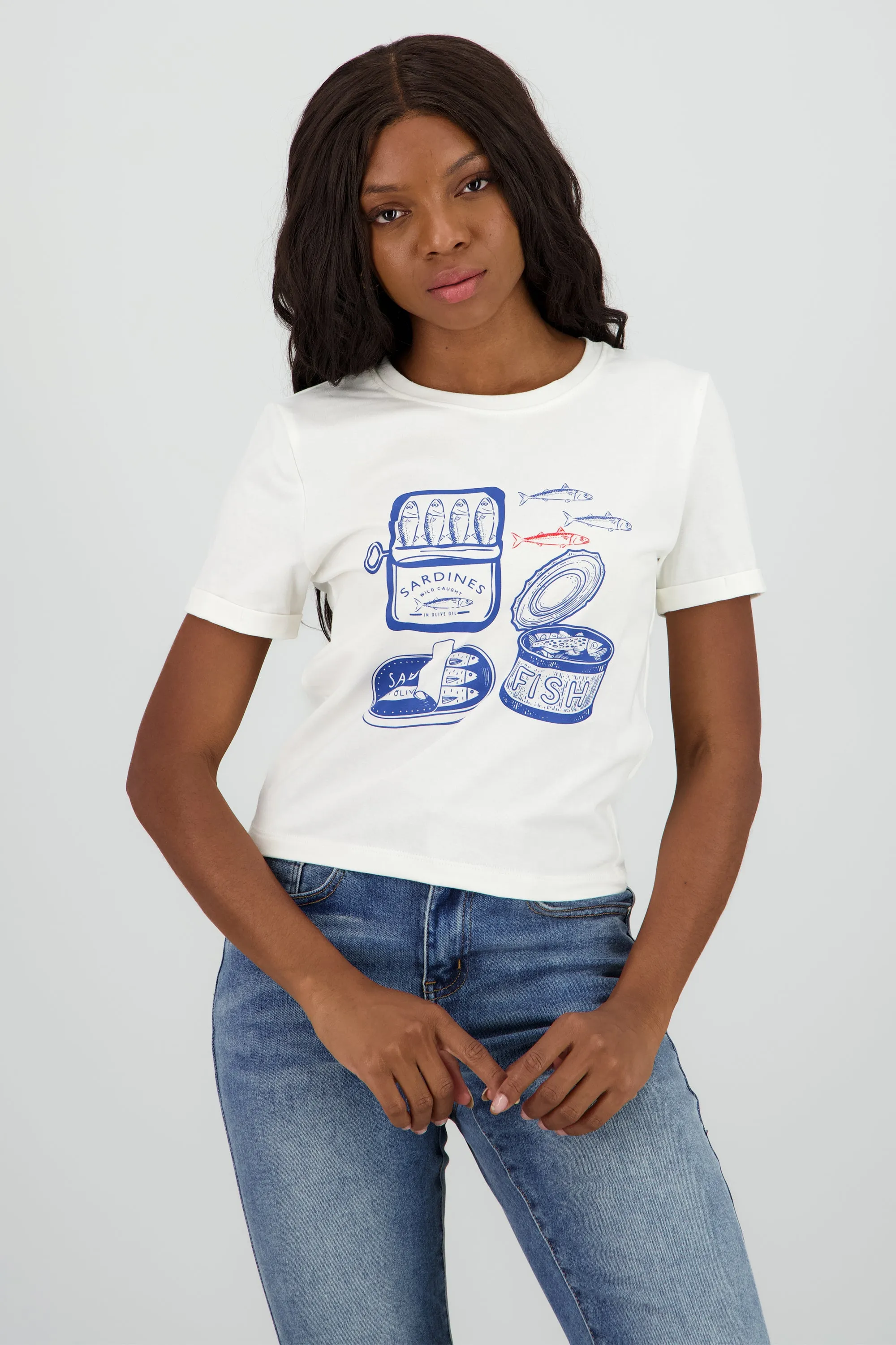 Playera estampada sardinas sold by Shasa