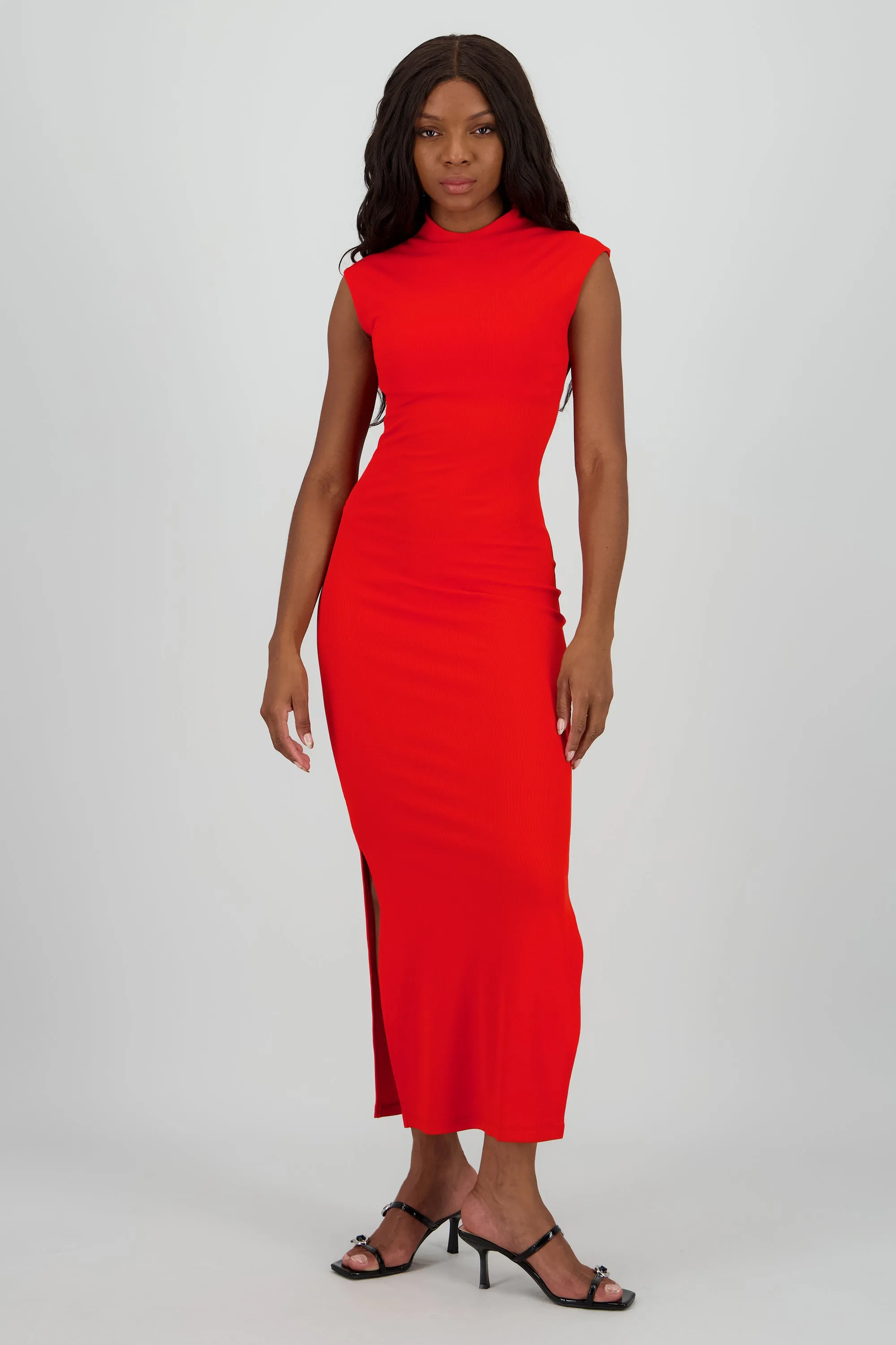 Vestido maxi rib manga corta con abertura Hypsters sold by Shasa