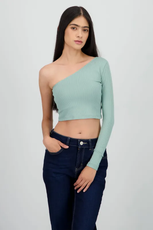 Top asimetrico de manga larga sold by Shasa