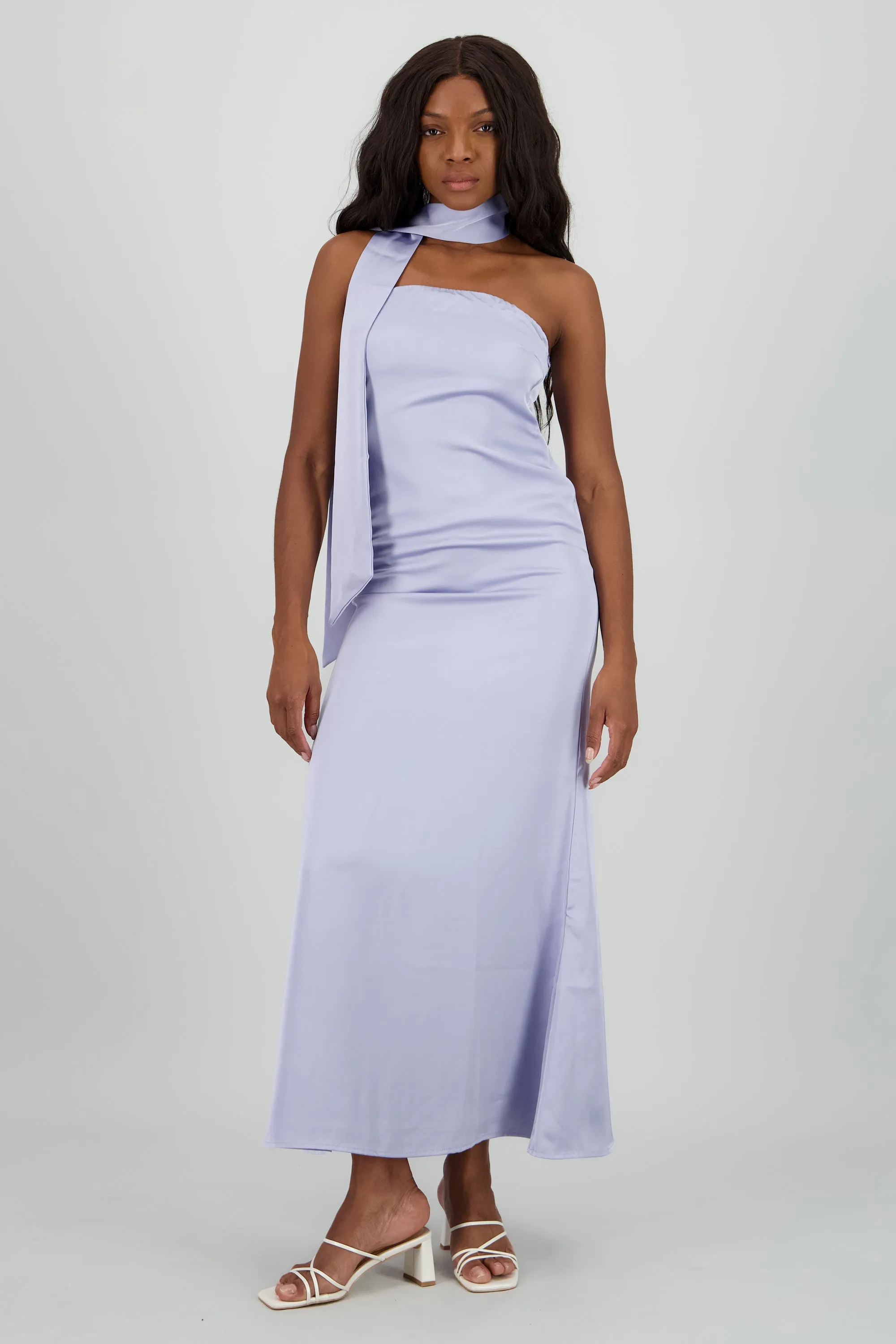 Vestido maxi satin strapless con bufanda sold by Shasa product image thumbnail 2