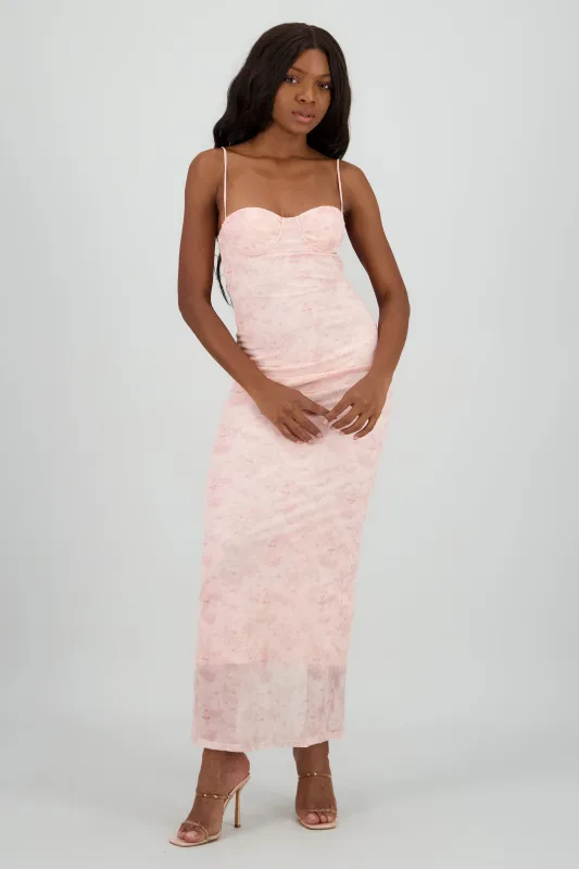 Vestido maxi copas mesh brillos sold by Shasa