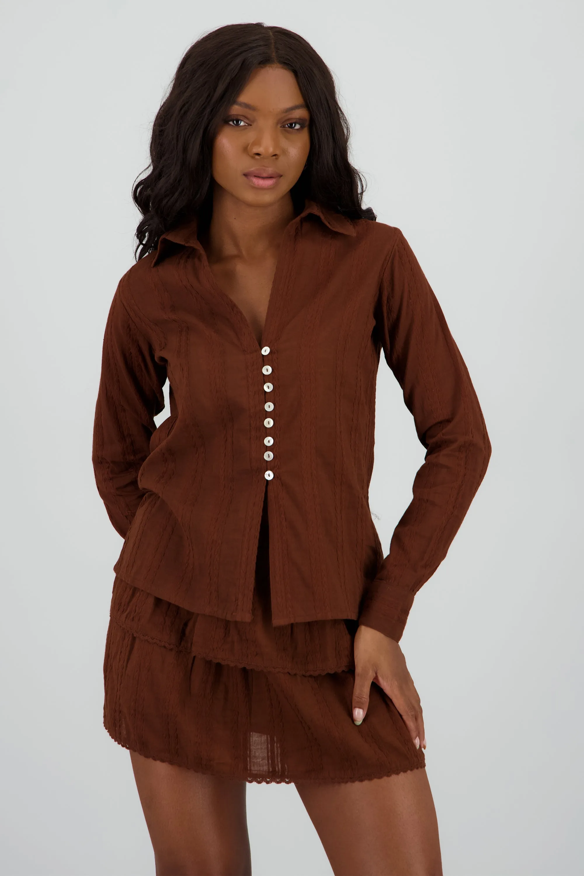 Blusa manga larga textura sold by Shasa