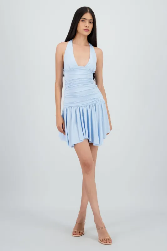 Vestido mini halter drapeado sold by Shasa