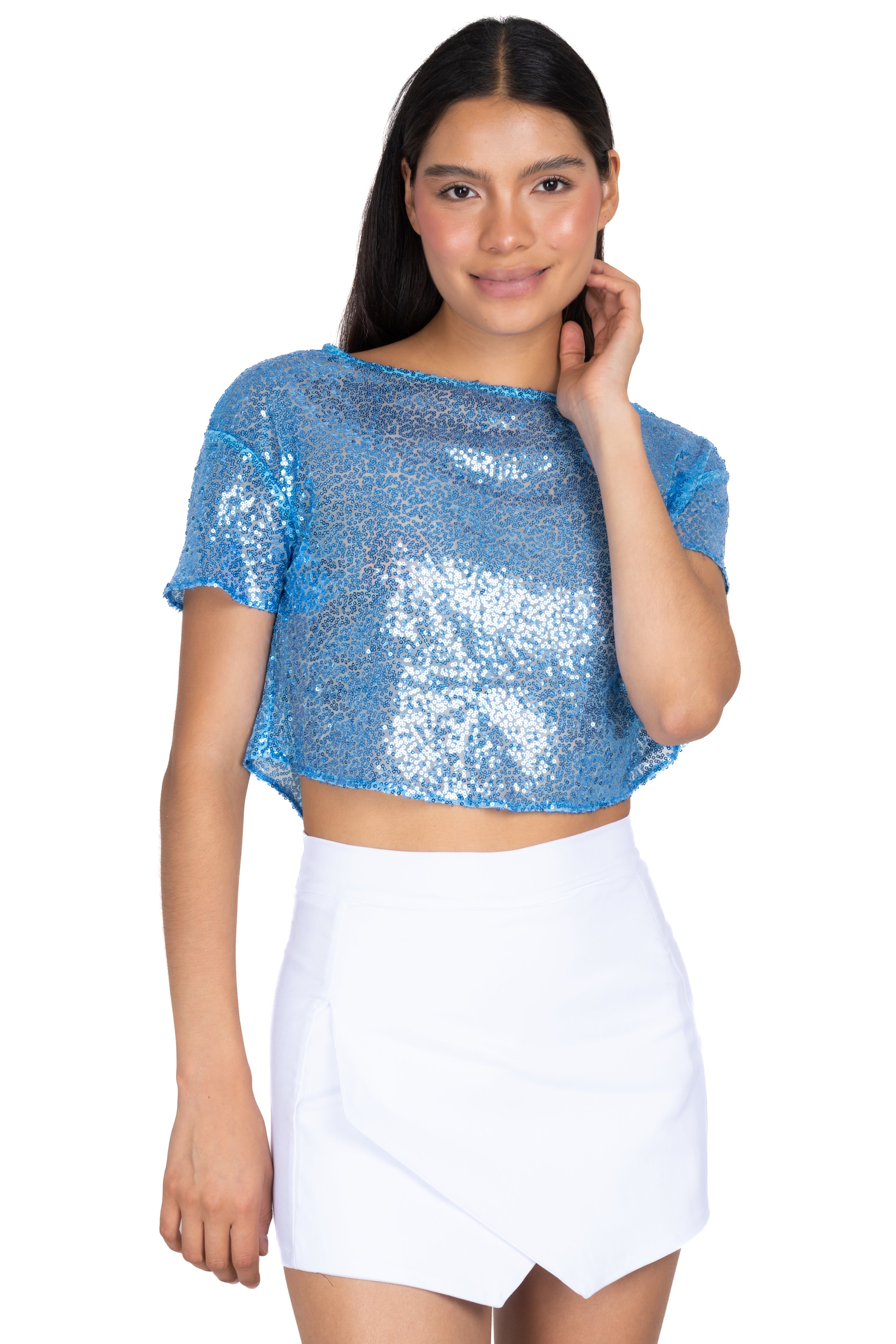 Top manga corta lentejuelas sold by Shasa product image thumbnail 2