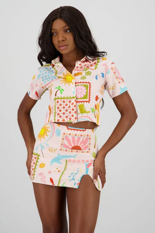 Camisa lino estampado sold by Shasa