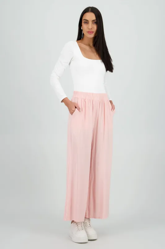 Pantalón Wide Leg Cintura Alta Fruncida sold by Shasa