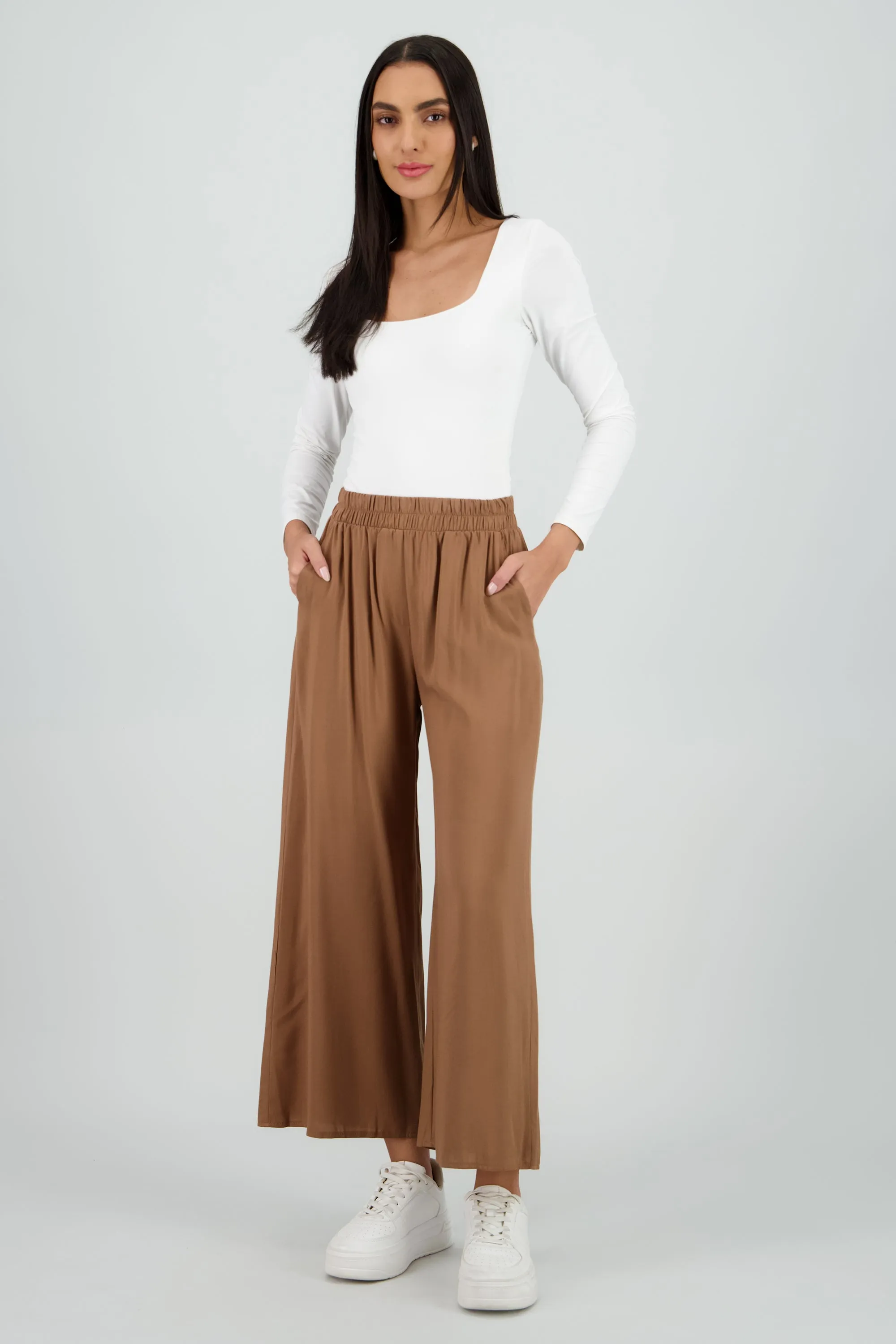 Pantalón Wide Leg Cintura Alta Fruncida sold by Shasa