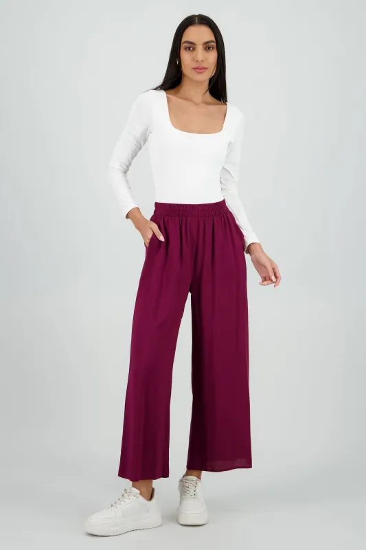 Pantalón Wide Leg Cintura Alta Fruncida sold by Shasa