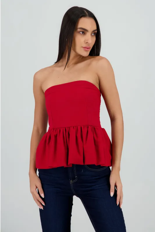 Top strapless durbuja detalle smock sold by Shasa