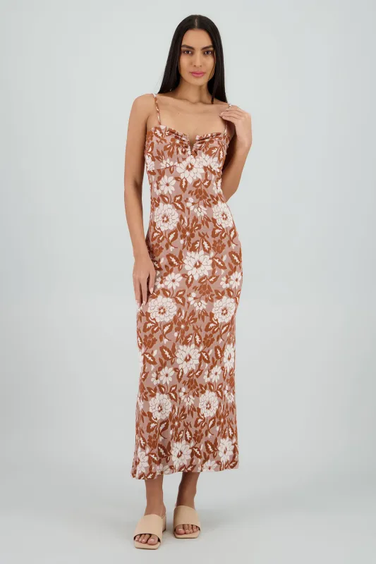 Vestido maxi flores det en escote sold by Shasa