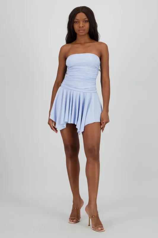 Vestido bandeau fruncido asimetrico brillos sold by Shasa