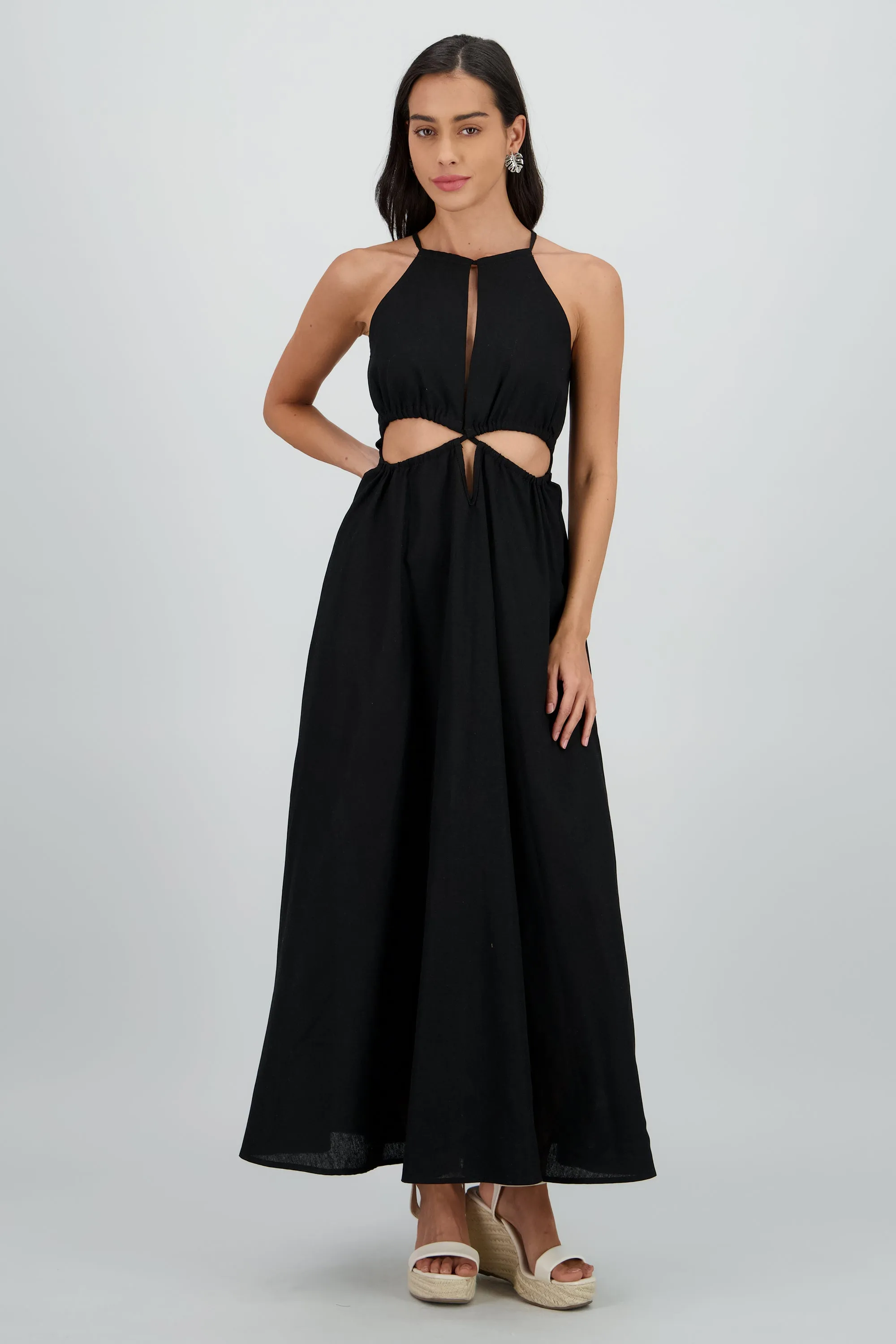 Vestido cut out maxi lino sold by Shasa