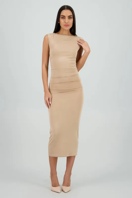 Vestido drapeado sin mangas sold by Shasa