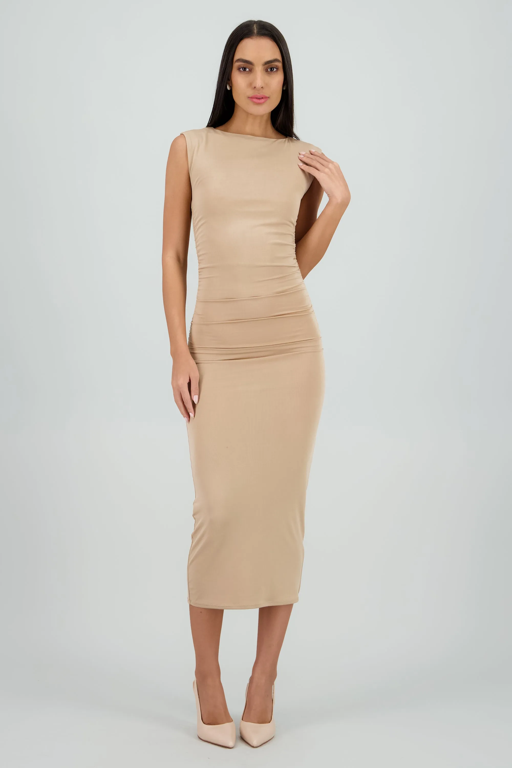 Vestido drapeado sin mangas sold by Shasa