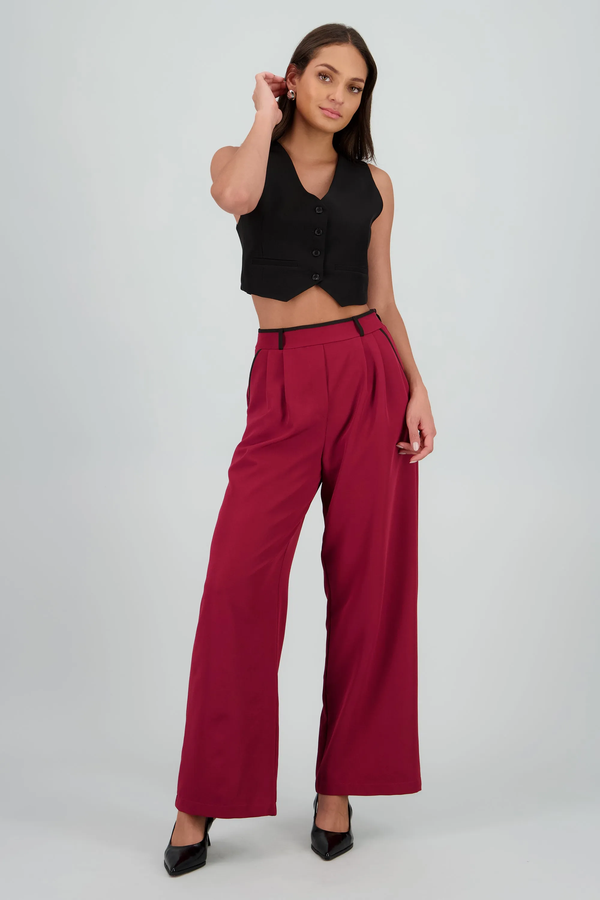 Pantalon sastre con pinza detalle contraste Hyp sold by Shasa