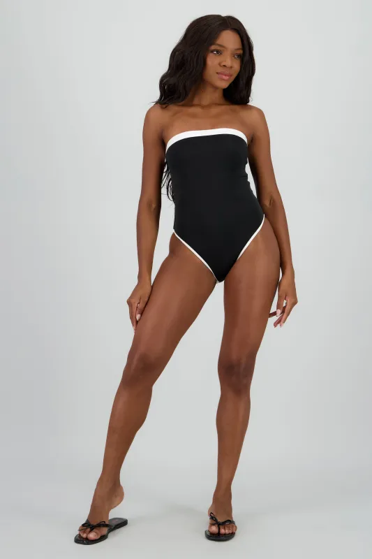 Traje de baño straples liso contrates sold by Shasa