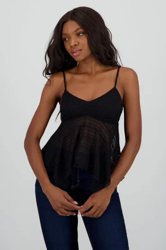 Blusa asimetrica encaje sold by Shasa