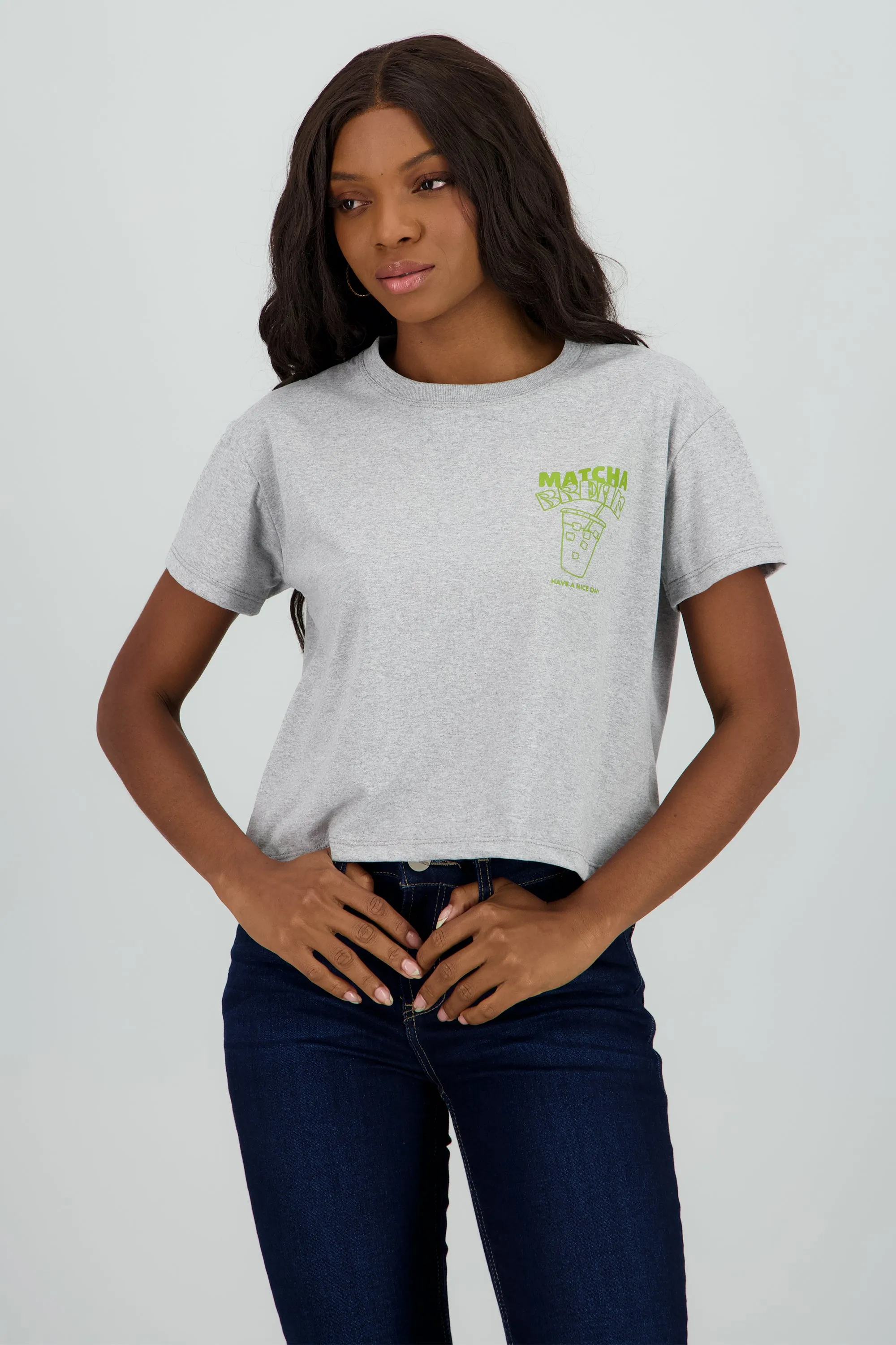 Playera boxy estampado matcha sold by Shasa