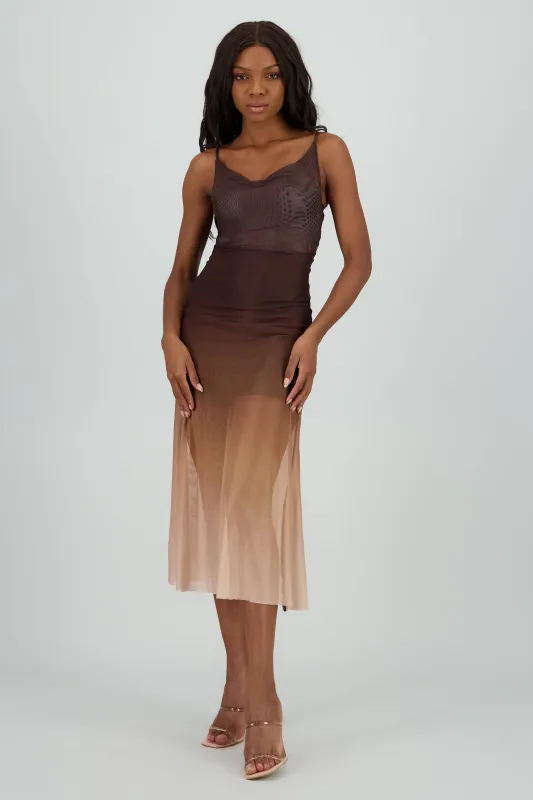 Vestido midi de mesh degradado sold by Shasa