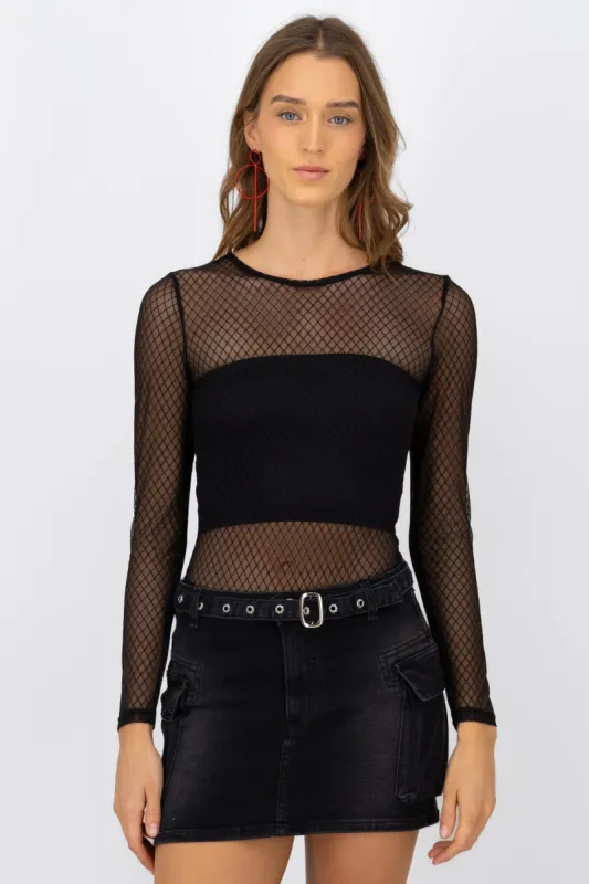Bodysuit de red mesh transparente sold by Shasa
