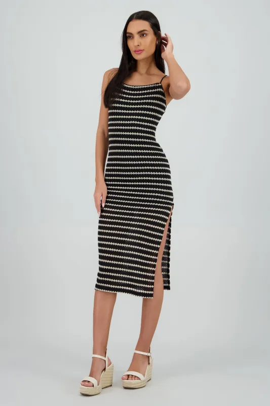 Vestido midi lineas textura sold by Shasa