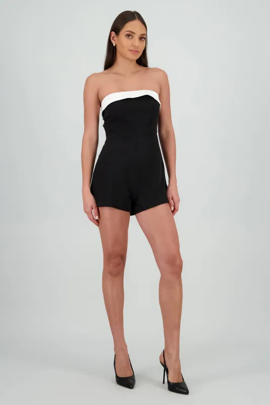 Romper detalle strapless con contraste sold by Shasa