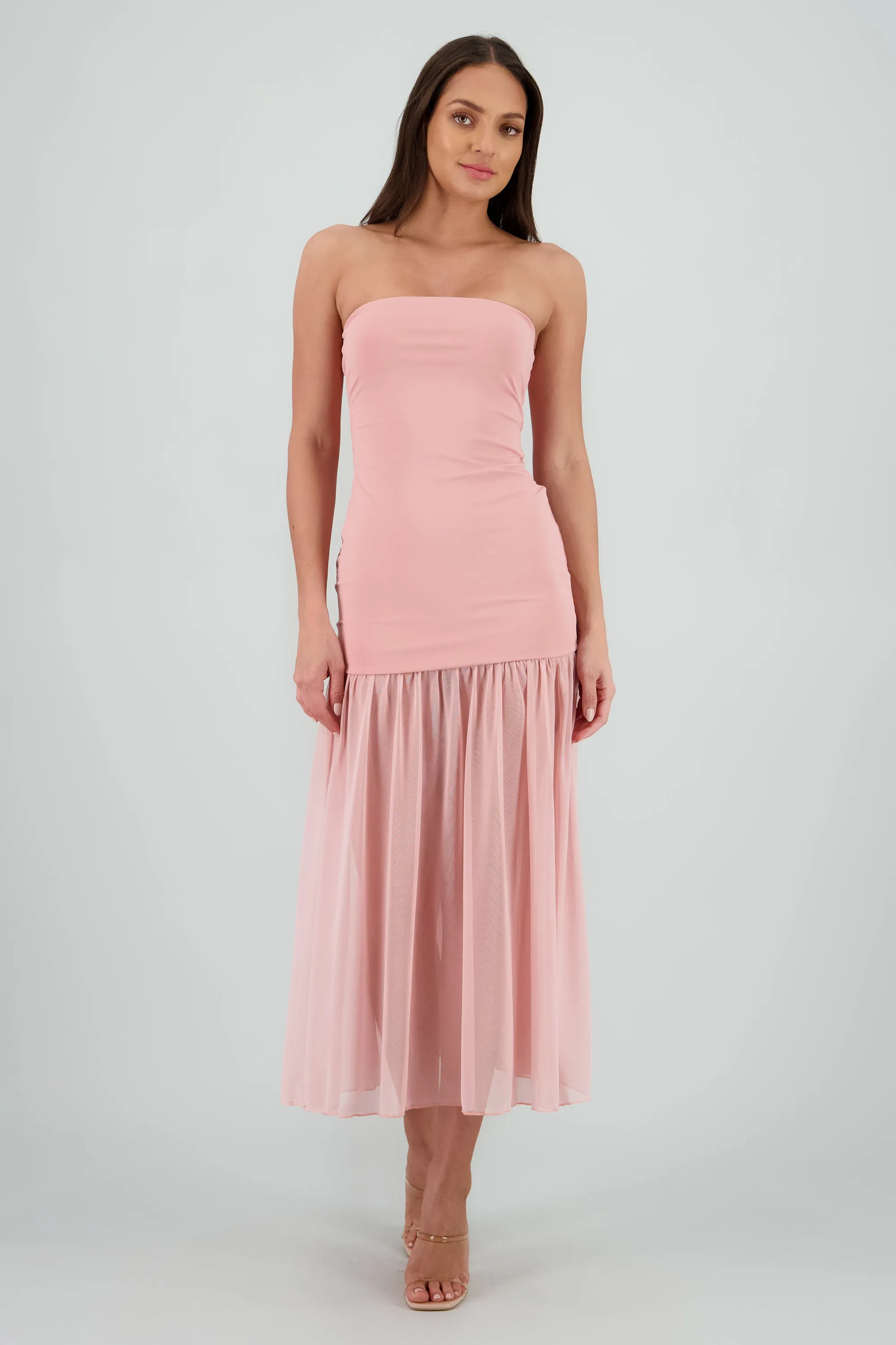 Vestido strapless detalle transparencia sold by Shasa