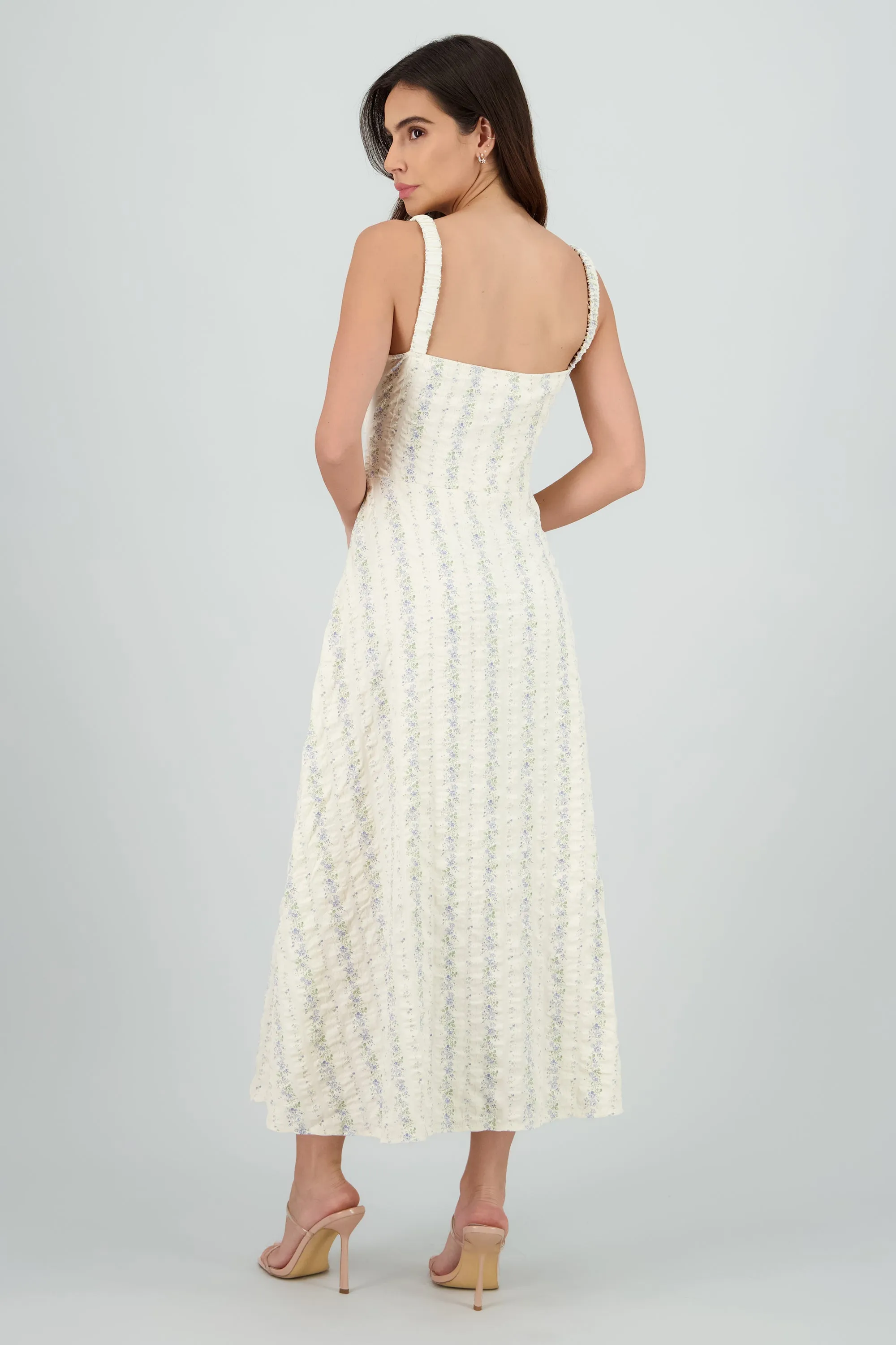 Vestido maxi escote plisado flores sold by Shasa product image thumbnail 4