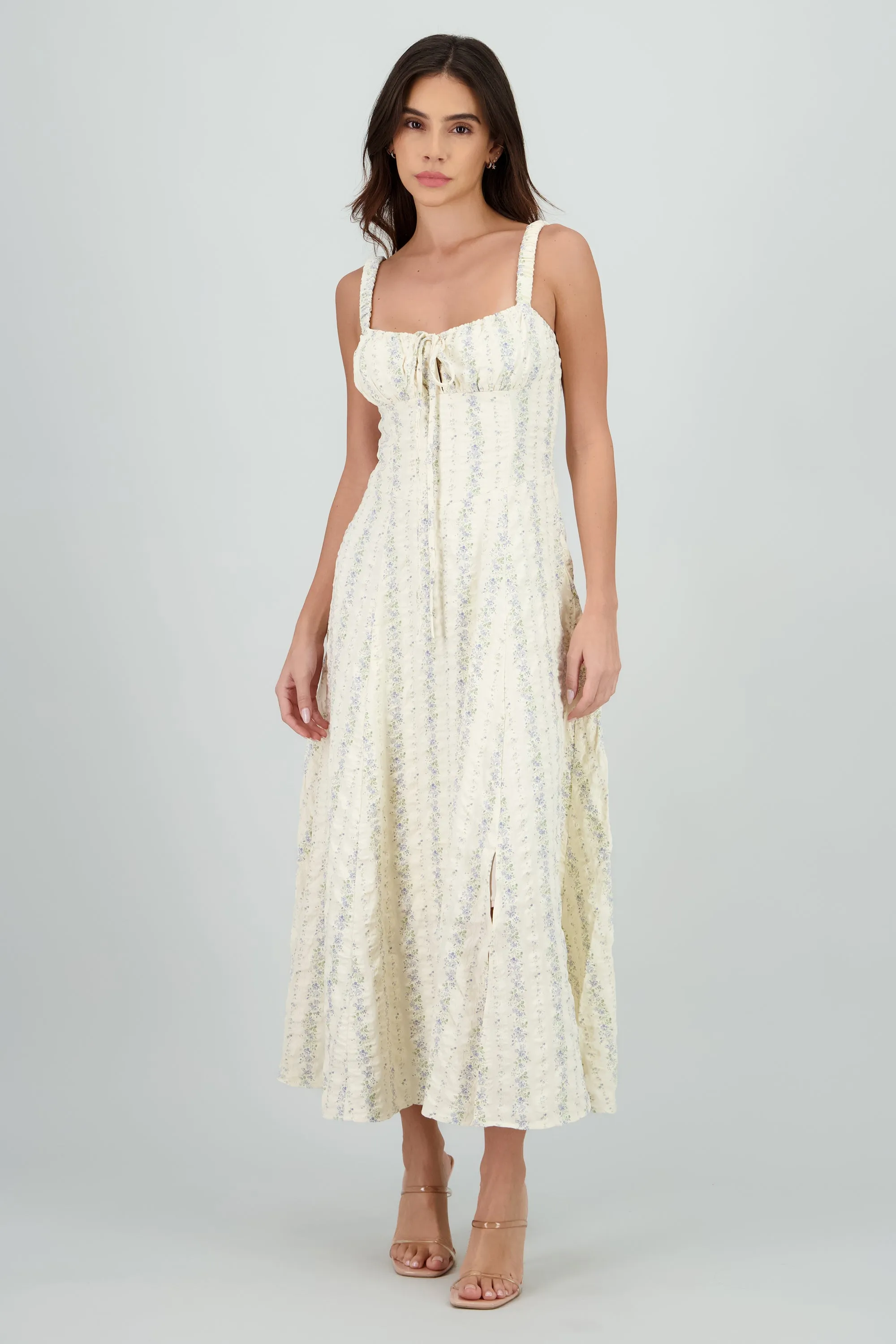 Vestido maxi escote plisado flores sold by Shasa product image thumbnail 2