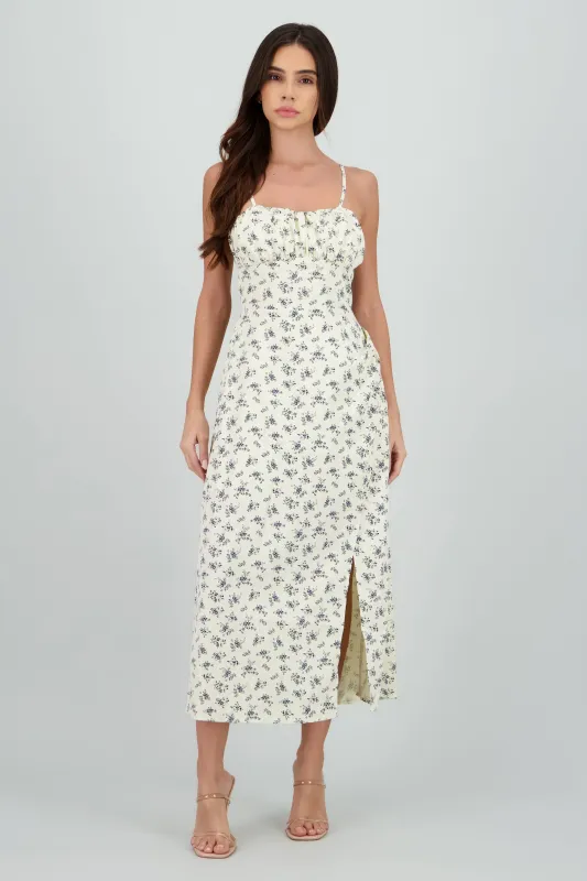 Vestido midi flores con abertura sold by Shasa