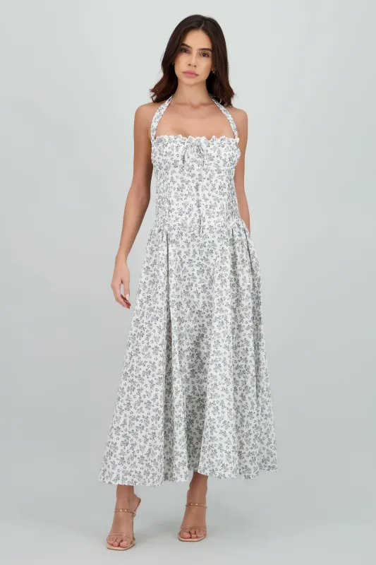 Vestido midi halter estampado flores sold by Shasa