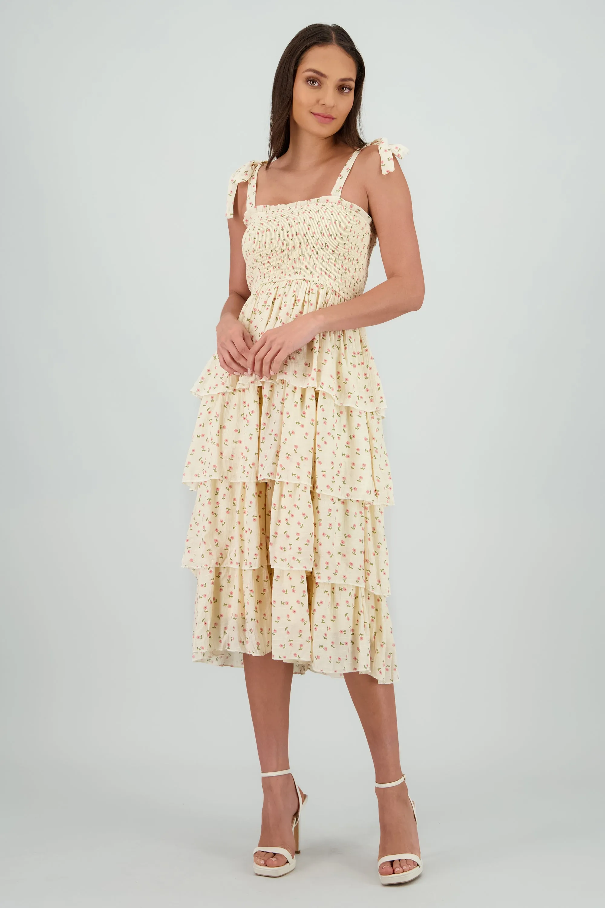 Vestido maxi capas flores sold by Shasa