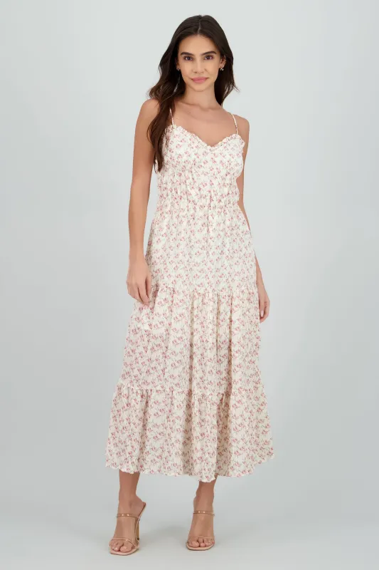Vestido maxi mini flores tirantes sold by Shasa