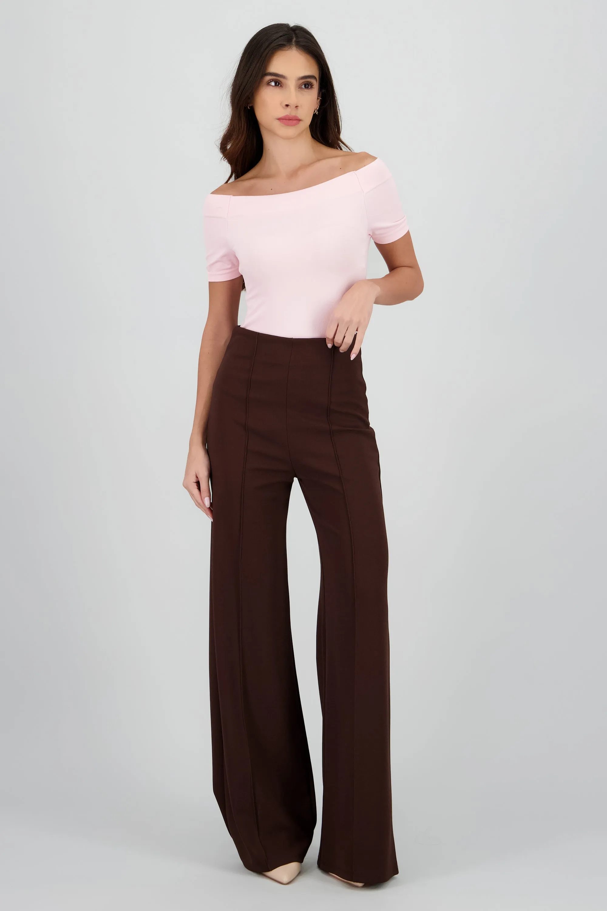 Pantalón Wide Leg Cintura Alta Costuras sold by Shasa