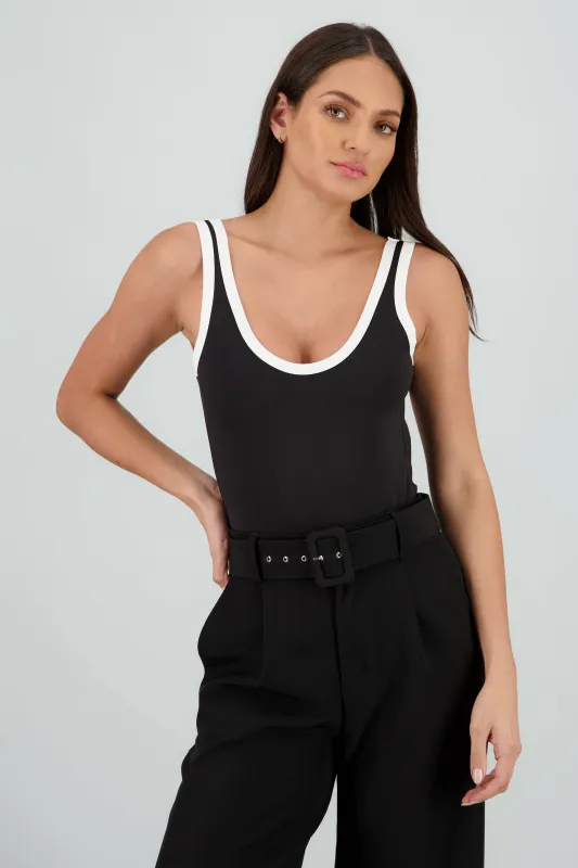 Bodysuit sin mangas contraste sold by Shasa