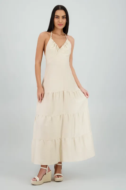 Vestido maxi halter lino sold by Shasa