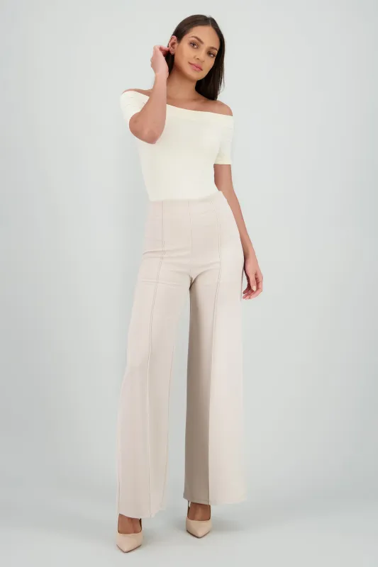 Pantalón Wide Leg Cintura Alta Costuras sold by Shasa