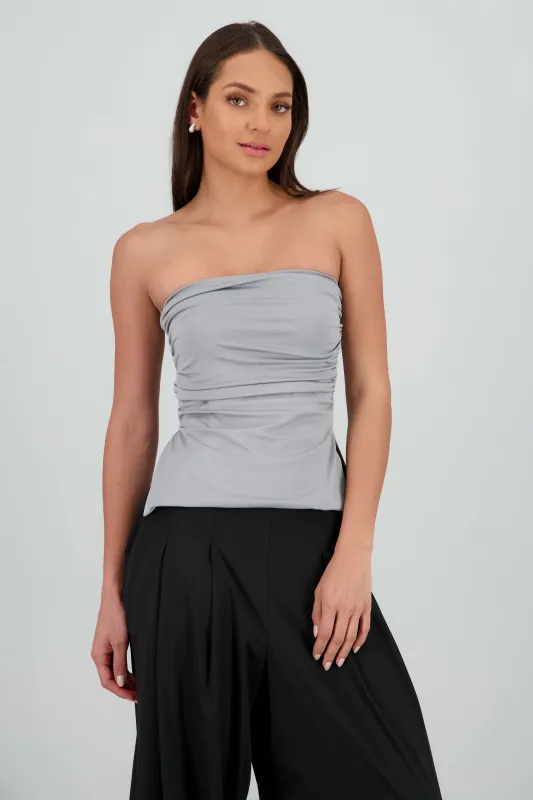 Top tubo drapeado con aberturas en costados sold by Shasa