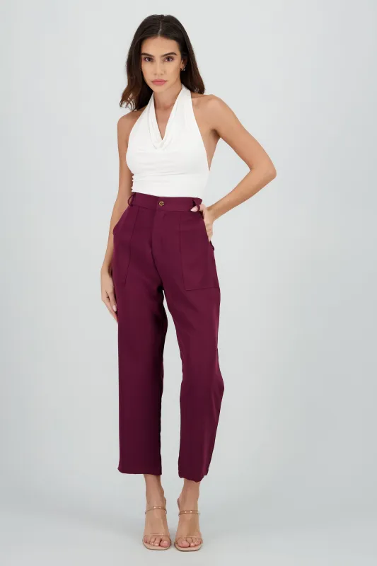 Pantalón Cintura Alta Capri Bolsas sold by Shasa