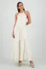 Vestido maxi halter con olanes sold by Shasa