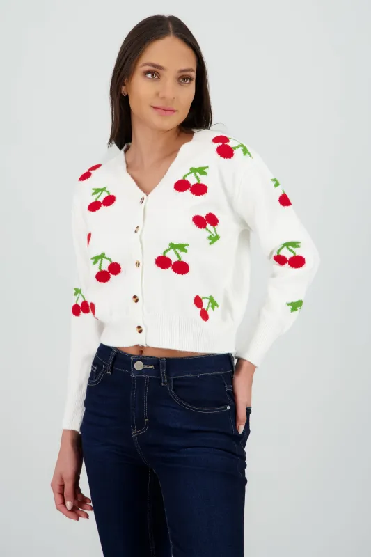 Cardigan Botones Detalle Cerezas sold by Shasa