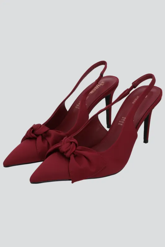 Tacon pointy moño satin sold by Shasa