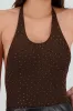 Bodysuit halter mesh brillos sold by Shasa