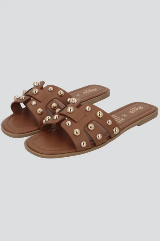 Sandalia greca mega studs sold by Shasa