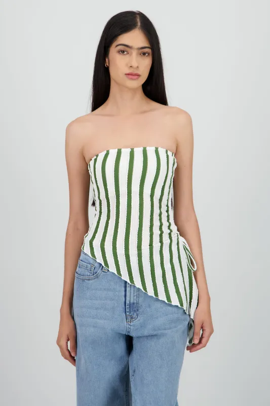 Top tubo abertura de lado rayas sold by Shasa